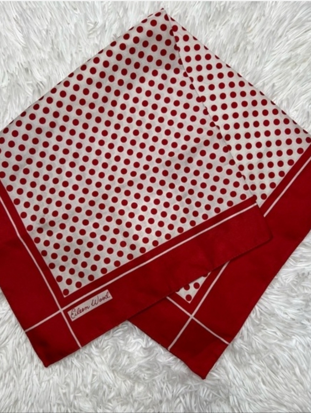 Eileen West - Red & White Polka Dot Silk Scarf